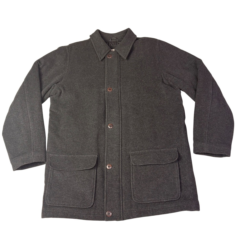 LL Bean Wool Coat Men Field Jacket Maine Guide Thinsulate Quilted Lined Overcoat